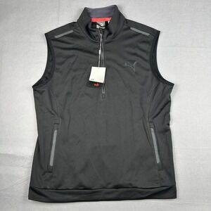 Puma PWRWARM Knit Vest Mens Large Black Quarter Zip Golf Performance NEW